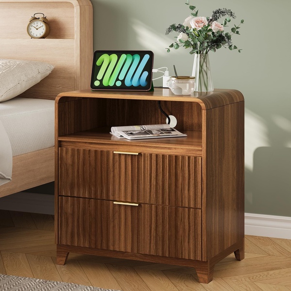 nightstand, bedside table, end table, wooden nightstand, bedroom furniture, bestseller push, lifestyle, calm, trustworthy, brown, neutral